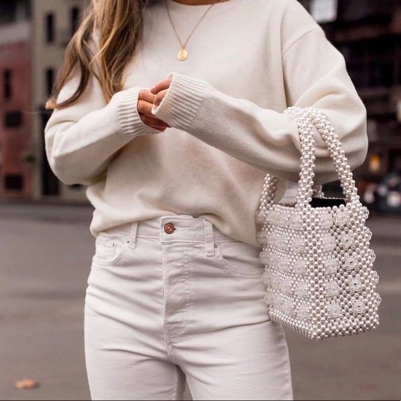 SOLD | White Beaded Pearl Bucket Bag - Picture 2 of 7